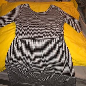 Girl black/white striped dress